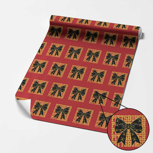 Pittsburgh Coquette Bow Wrapping Paper Roll Retro Sports Style Pirate Skull TS10 Red Print Your Wear