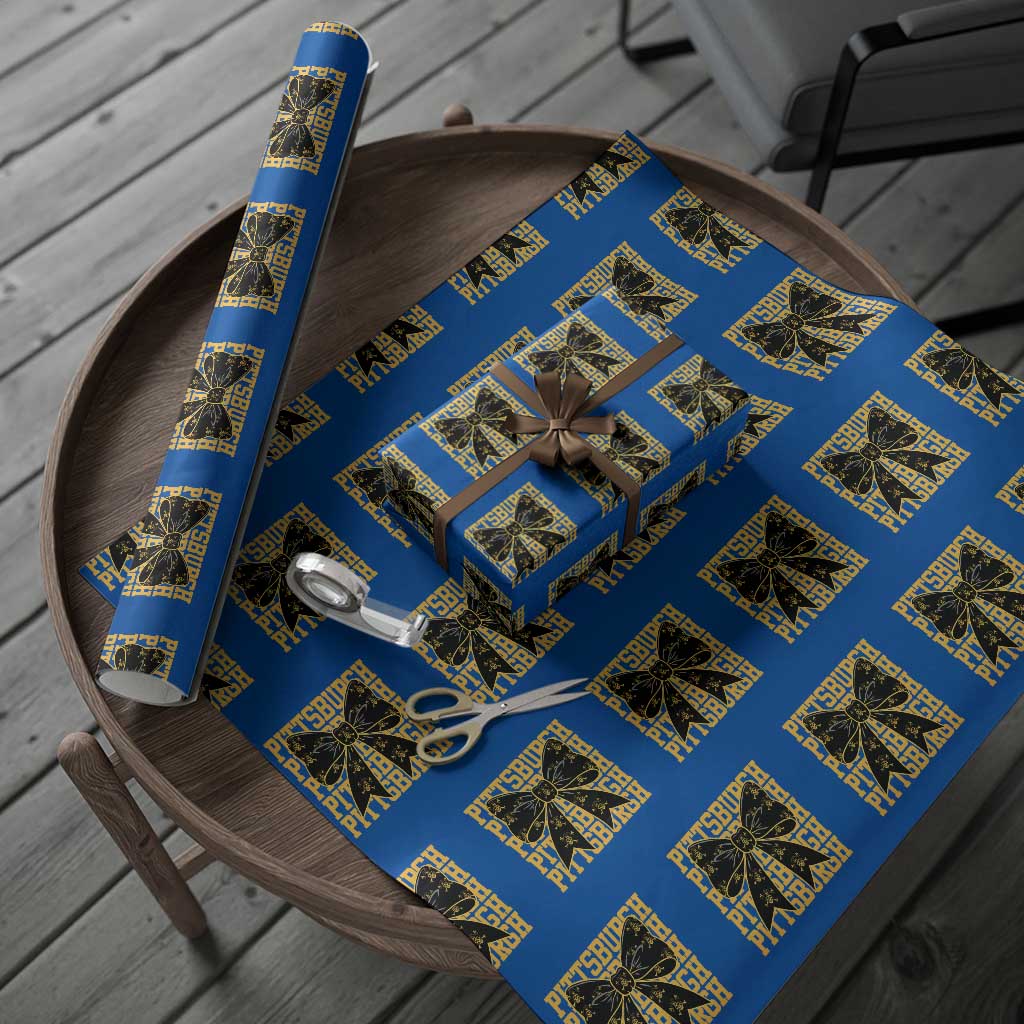 Pittsburgh Coquette Bow Wrapping Paper Roll Retro Sports Style Pirate Skull TS10 Blue Print Your Wear