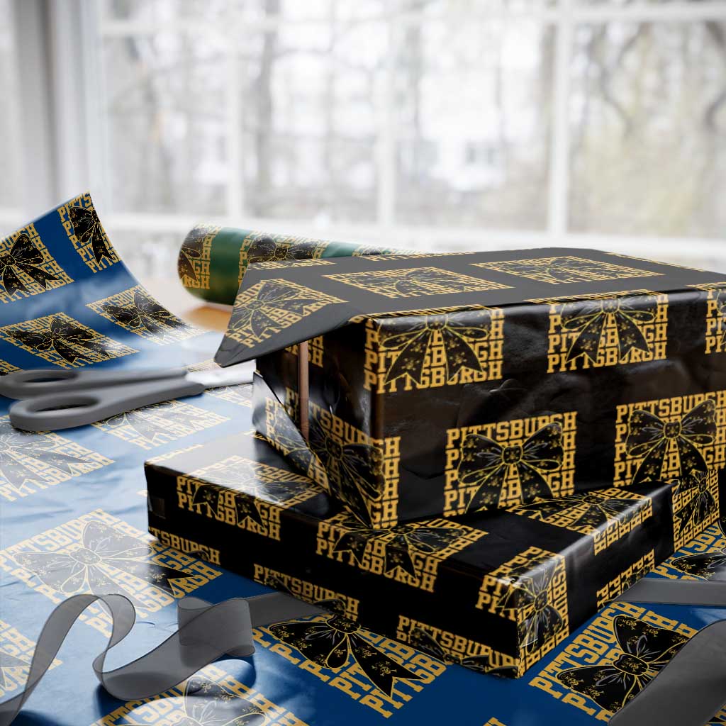 Pittsburgh Coquette Bow Wrapping Paper Roll Retro Sports Style Pirate Skull TS10 Black Print Your Wear