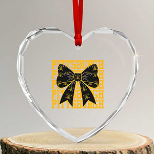 Pittsburgh Coquette Bow Heart Crystal Glass Ornament Retro Sports Style Pirate Skull TS10 Transparent Glass 3'' Heart Print Your Wear