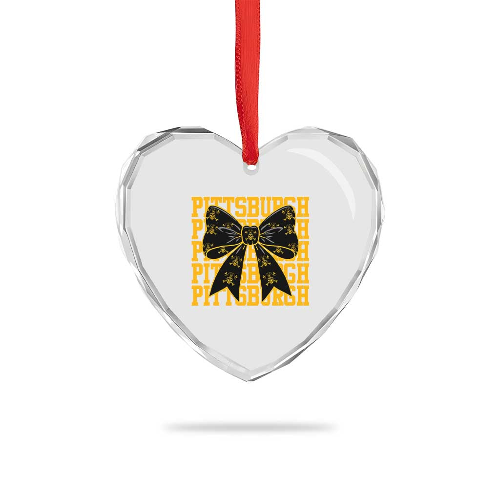 Pittsburgh Coquette Bow Heart Crystal Glass Ornament Retro Sports Style Pirate Skull TS10 Print Your Wear