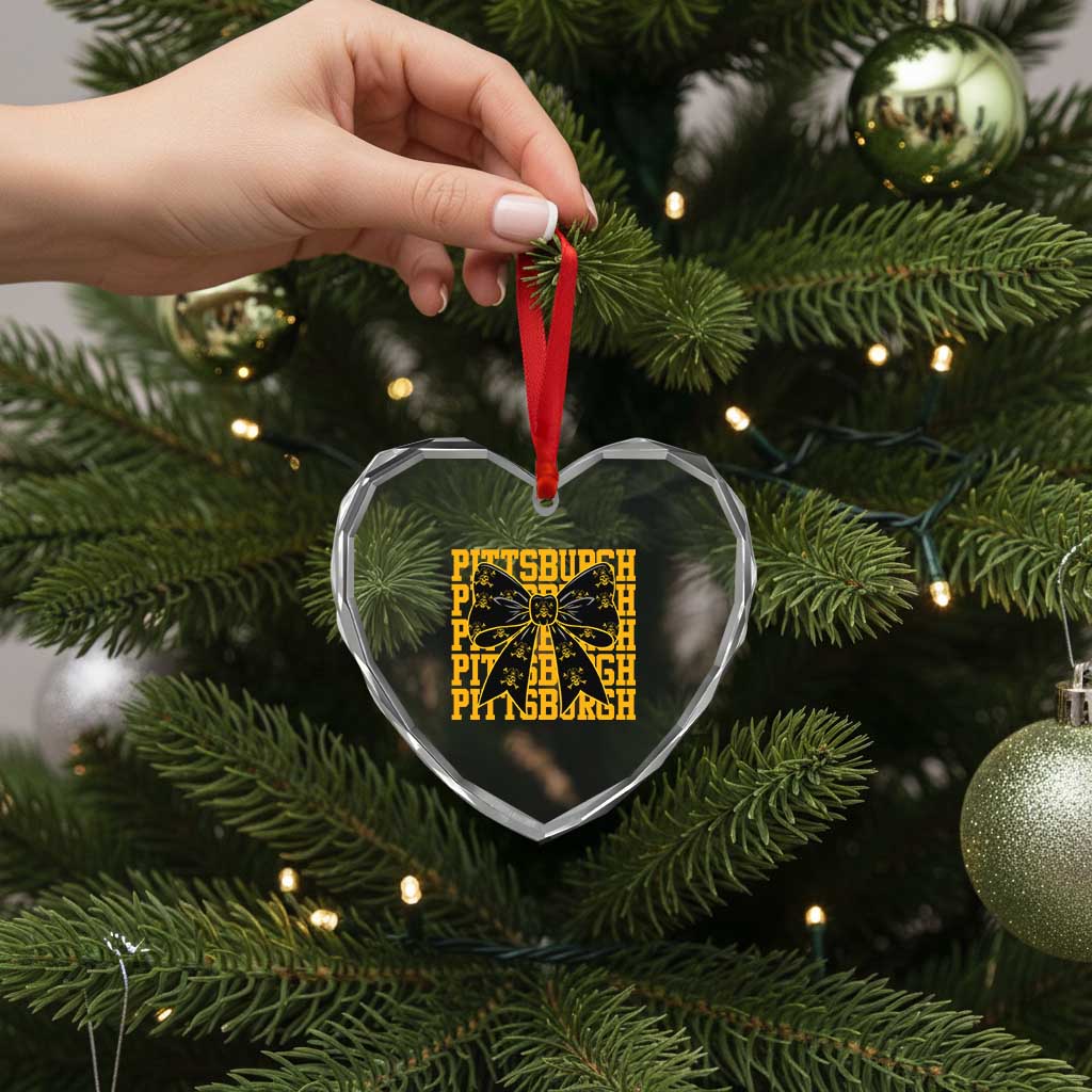 Pittsburgh Coquette Bow Heart Crystal Glass Ornament Retro Sports Style Pirate Skull TS10 Print Your Wear
