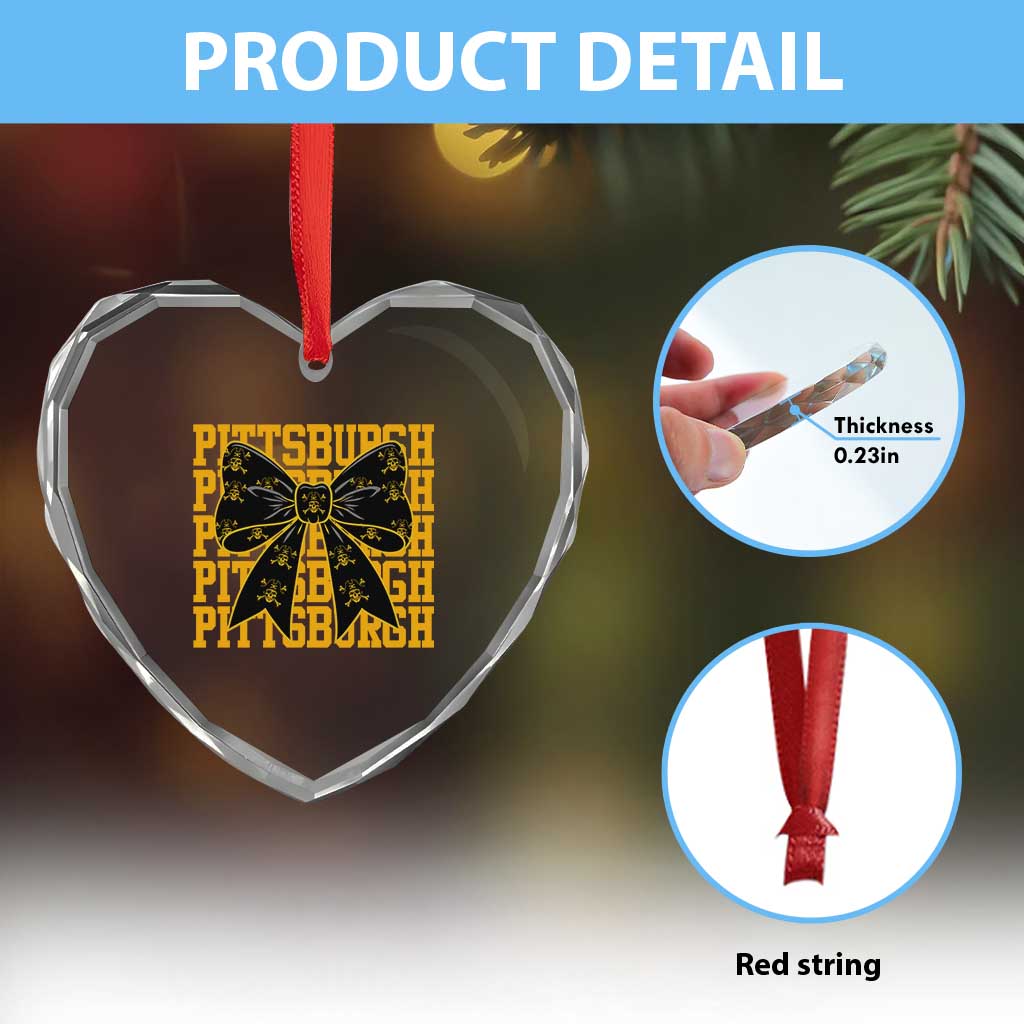 Pittsburgh Coquette Bow Heart Crystal Glass Ornament Retro Sports Style Pirate Skull TS10 Print Your Wear