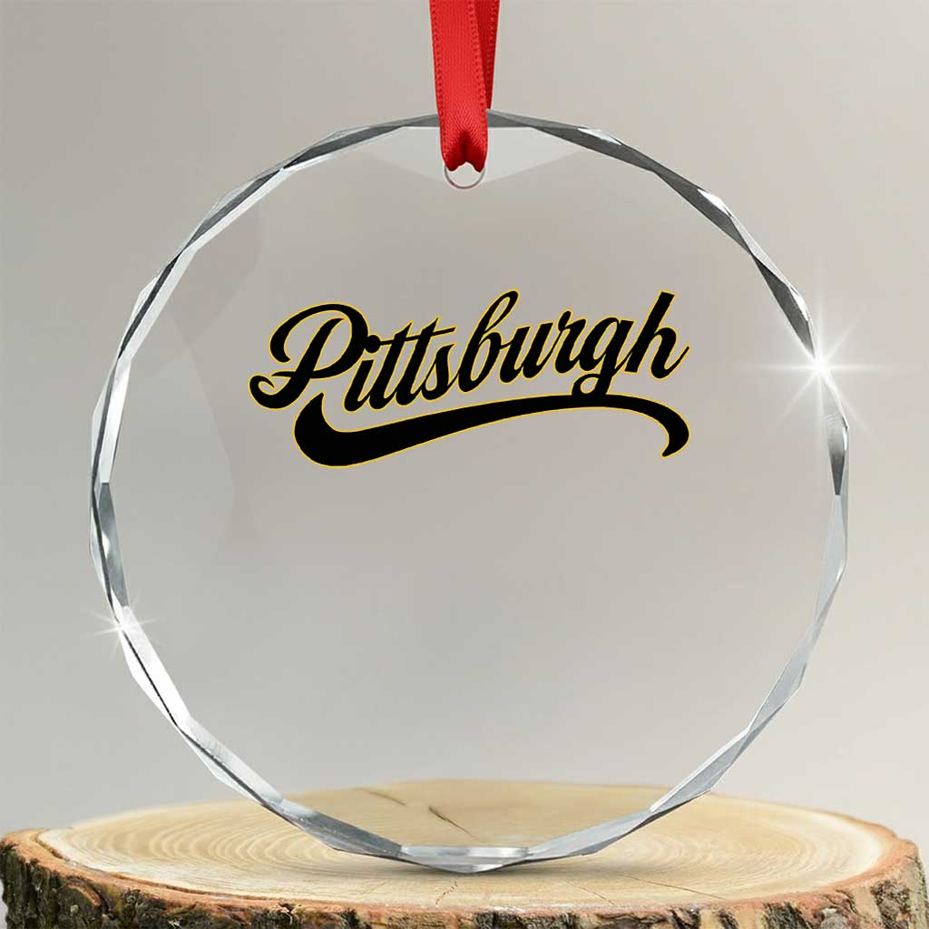 Pittsburgh Crystal Glass Ornament Classic Retro Vintage Pennsylvania PA TS10 Transparent Glass 3'' Circle Print Your Wear