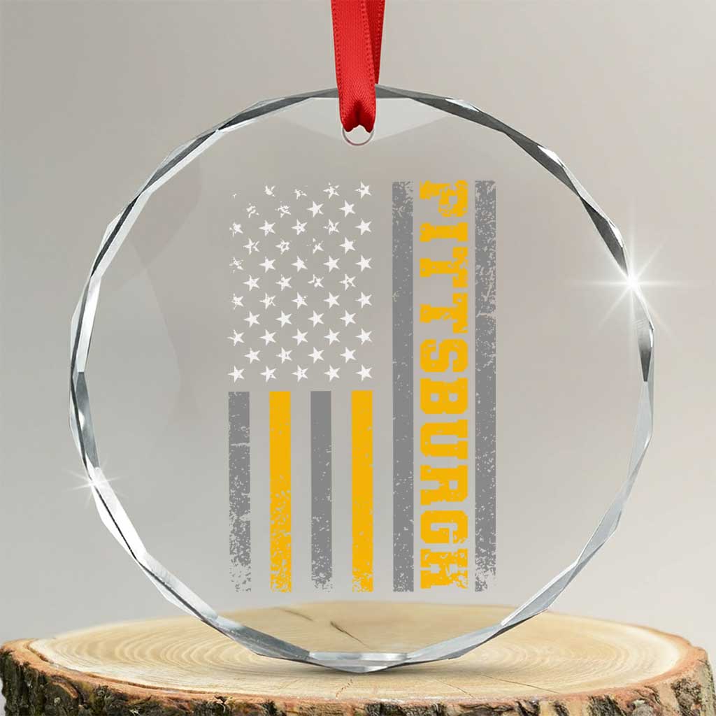 Pittsburgh Crystal Glass Ornament Retro Vintage USA Flag Patriotic American TS10 Transparent Glass 3'' Circle Print Your Wear