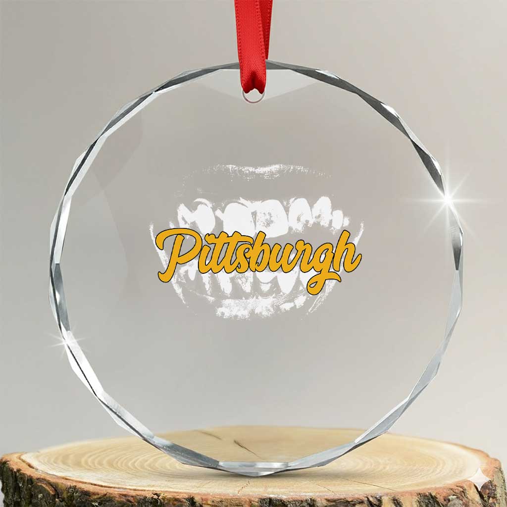 PFS Game Day Crystal Glass Ornament Streetwear Steel City Pride TS10 Transparent Glass 3'' Circle Print Your Wear