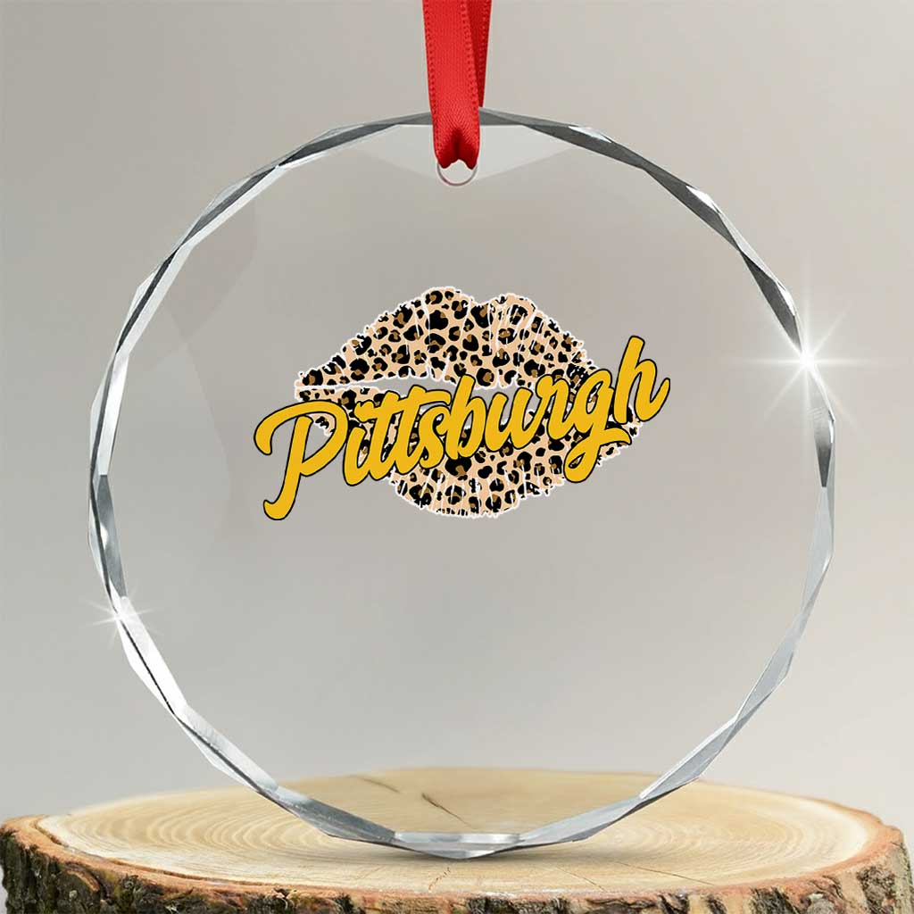 Pittsburgh Leopard Lips Crystal Glass Ornament Steel City Pride Woman Girl TS10 Transparent Glass 3'' Circle Print Your Wear