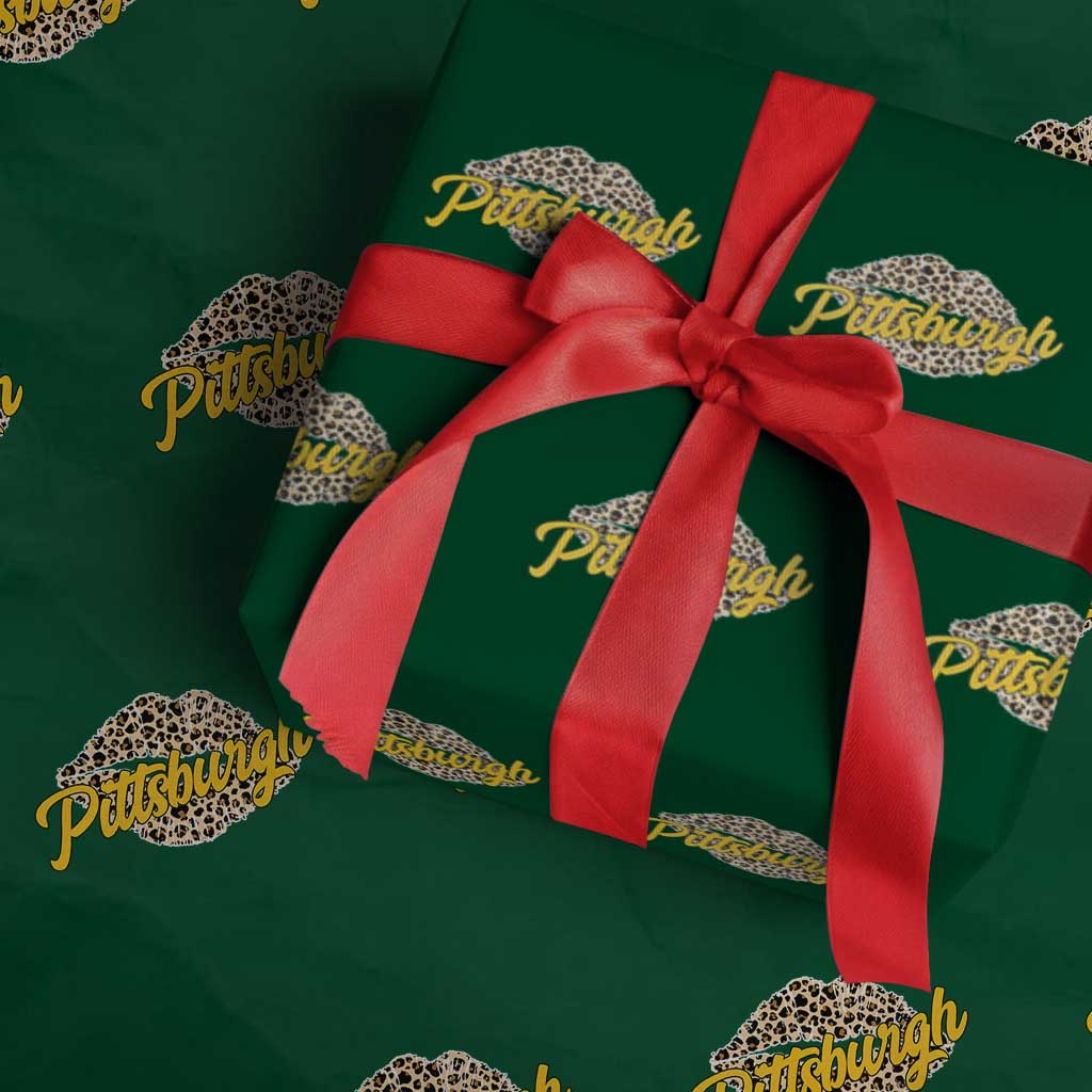 Pittsburgh Leopard Lips Wrapping Paper Roll Steel City Pride Woman Girl TS10 Green Print Your Wear
