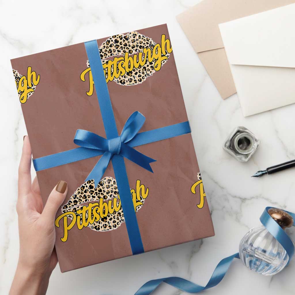 Pittsburgh Leopard Lips Wrapping Paper Roll Steel City Pride Woman Girl TS10 Mocha Print Your Wear