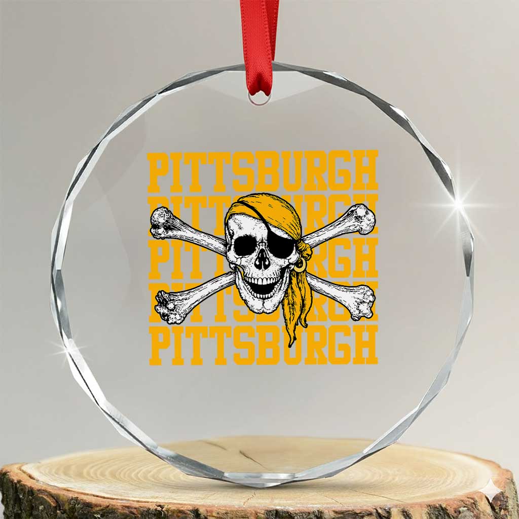 Pittsburgh Lovers Crystal Glass Ornament Retro Pennsylvania Steel City Pirate Skull TS10 Transparent Glass 3'' Circle Print Your Wear