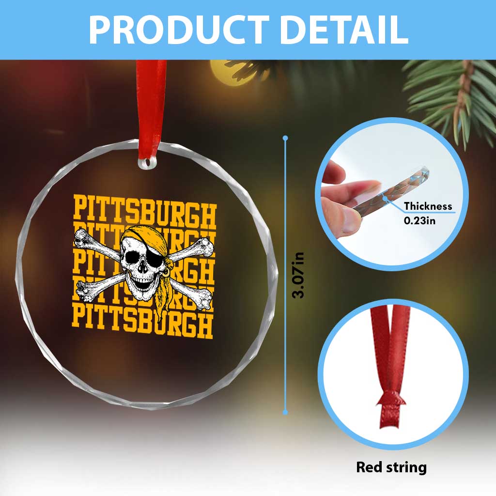 Pittsburgh Lovers Crystal Glass Ornament Retro Pennsylvania Steel City Pirate Skull TS10 Print Your Wear