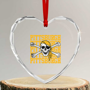 Pittsburgh Lovers Heart Crystal Glass Ornament Retro Pennsylvania Steel City Pirate Skull TS10 Transparent Glass 3'' Heart Print Your Wear