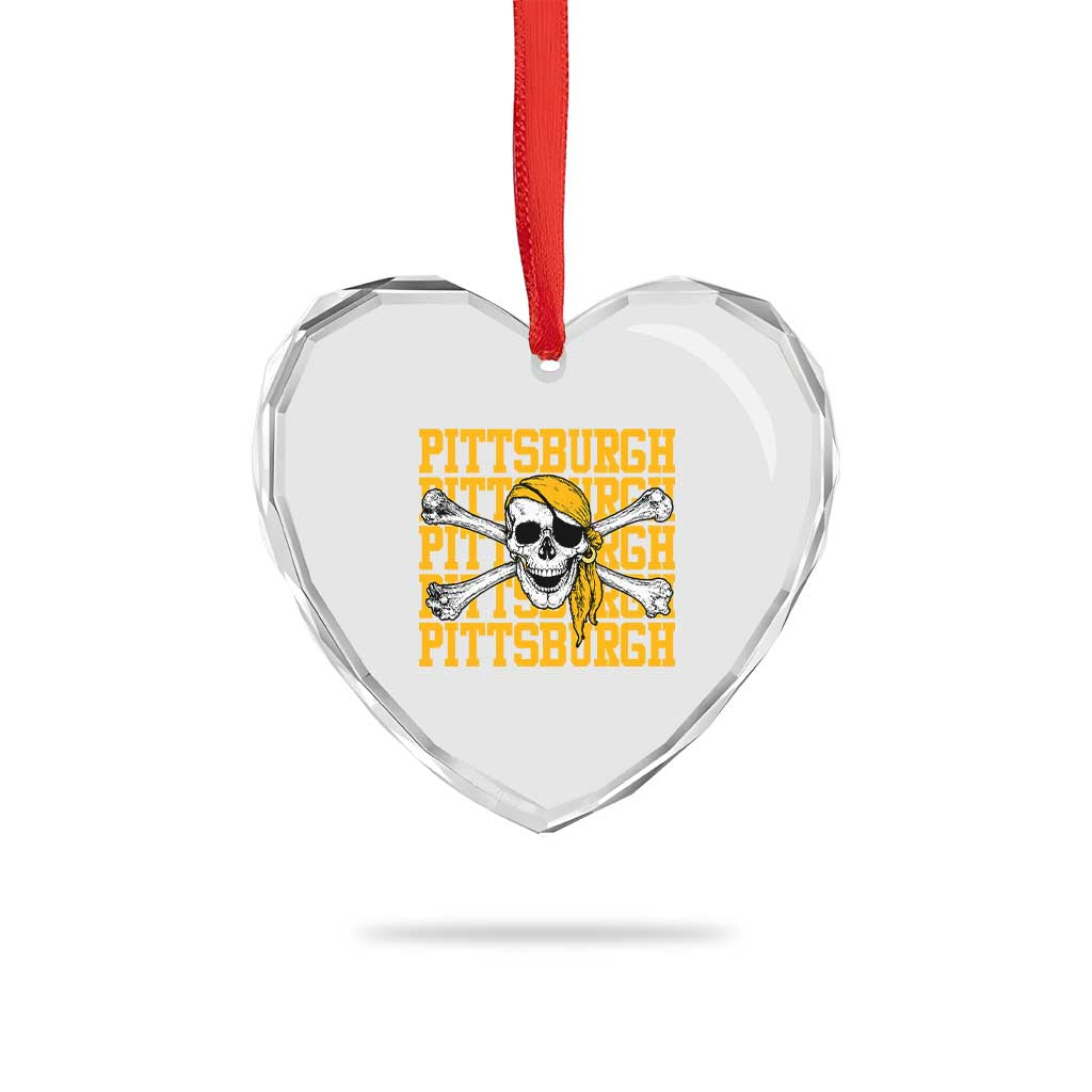 Pittsburgh Lovers Heart Crystal Glass Ornament Retro Pennsylvania Steel City Pirate Skull TS10 Print Your Wear