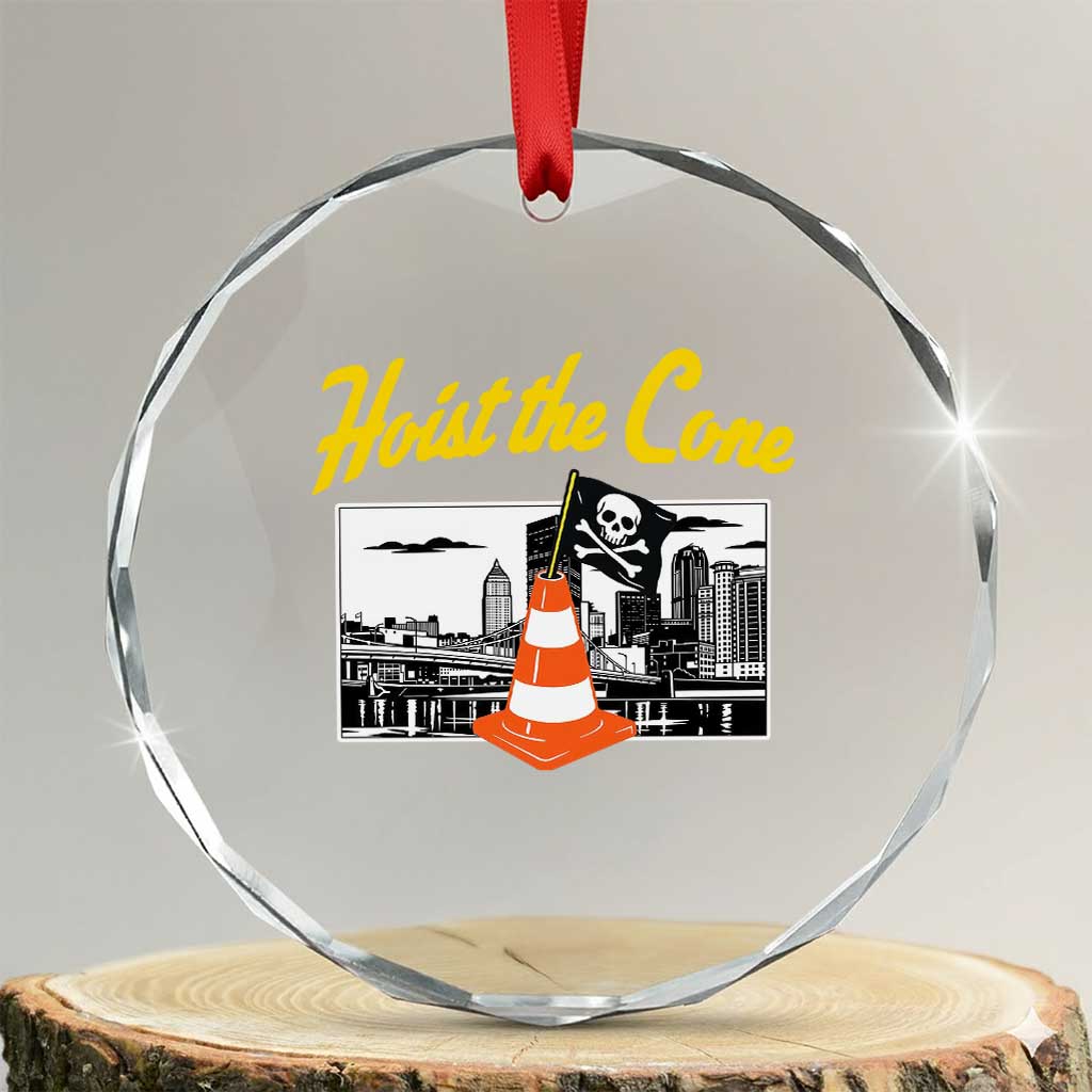 Pittsburgh Skyline Victory Hoist The Cone Meme Crystal Glass Ornament Funny Sports Fan Celebration TS02 Transparent Glass 3'' Circle Print Your Wear