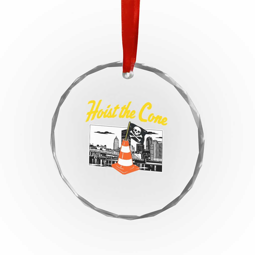 Pittsburgh Skyline Victory Hoist The Cone Meme Crystal Glass Ornament Funny Sports Fan Celebration TS02 Print Your Wear