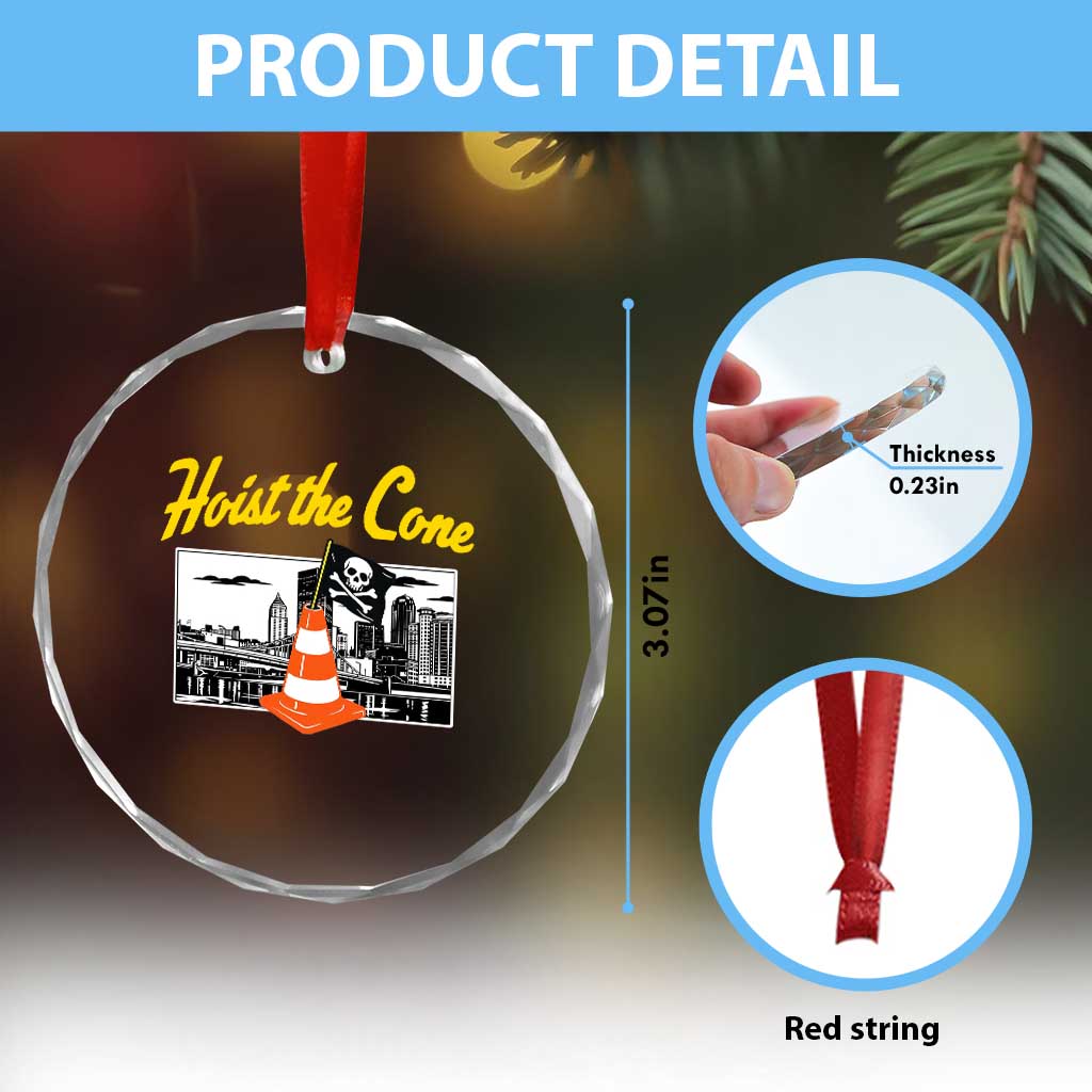 Pittsburgh Skyline Victory Hoist The Cone Meme Crystal Glass Ornament Funny Sports Fan Celebration TS02 Print Your Wear