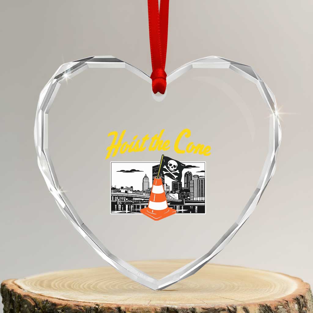 Pittsburgh Skyline Victory Hoist The Cone Meme Heart Crystal Glass Ornament Funny Sports Fan Celebration TS02 Transparent Glass 3'' Heart Print Your Wear