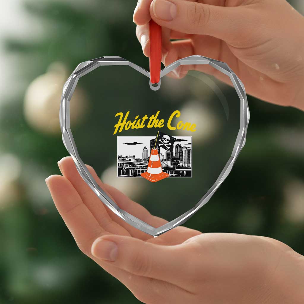 Pittsburgh Skyline Victory Hoist The Cone Meme Heart Crystal Glass Ornament Funny Sports Fan Celebration TS02 Print Your Wear