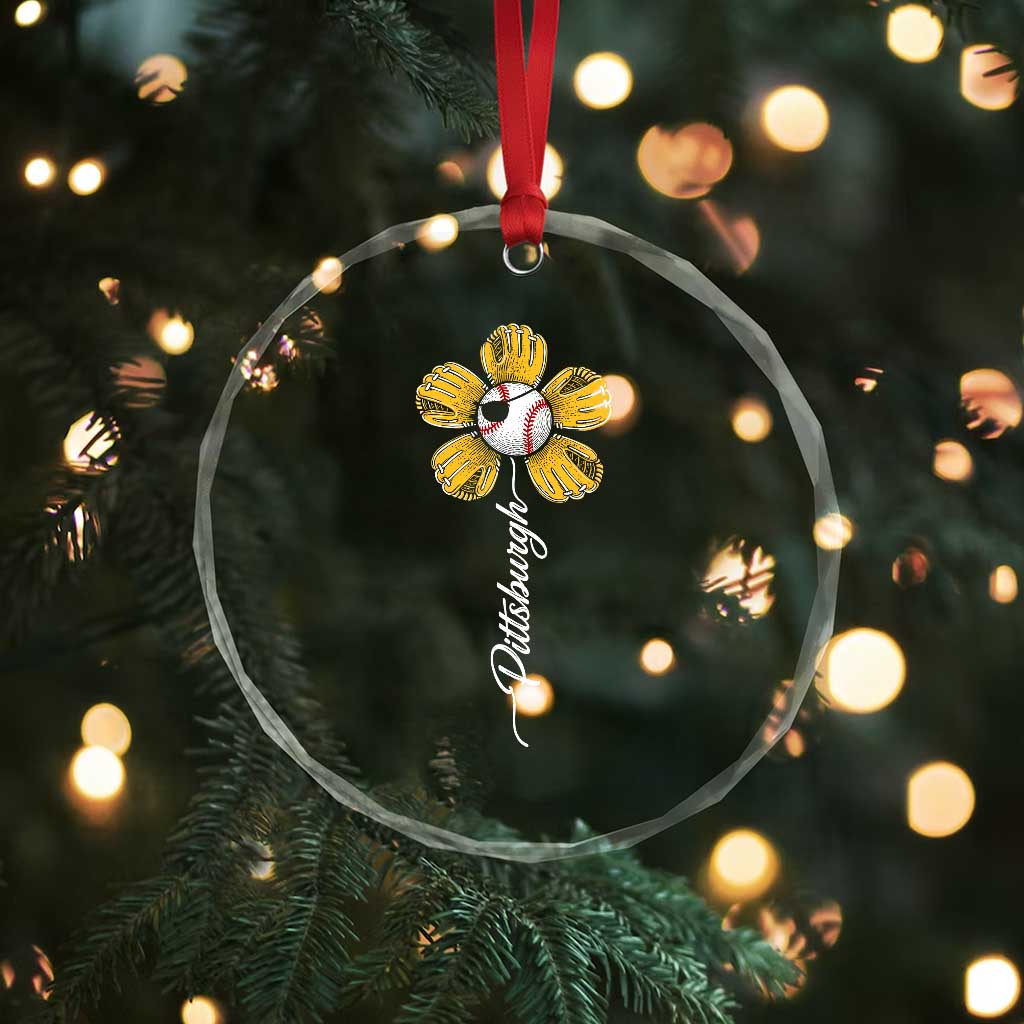 Pittsburgh Sport Retro Baseball Flower Crystal Glass Ornament Funny Game Day TS11 Print Your Wear