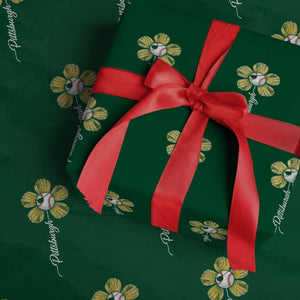Pittsburgh Sport Retro Baseball Flower Wrapping Paper Roll Funny Game Day TS11 Green Print Your Wear