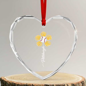 Pittsburgh Sport Retro Baseball Flower Heart Crystal Glass Ornament Funny Game Day TS11 Transparent Glass 3'' Heart Print Your Wear