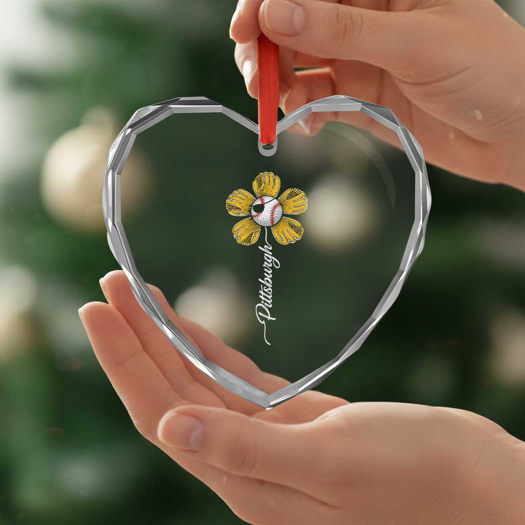 Pittsburgh Sport Retro Baseball Flower Heart Crystal Glass Ornament Funny Game Day TS11 Print Your Wear