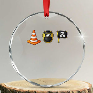 Pittsburgh Victory Icons Rebus Graphic IYKYK Meme Crystal Glass Ornament Hoist The Cone Welding Mask Jolly Roger Flag TS02 Transparent Glass 3'' Circle Print Your Wear