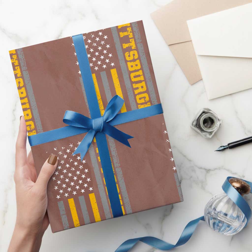 PFS Game Day Wrapping Paper Roll Retro Vintage USA Flag Patriotic American TS10 Mocha Print Your Wear