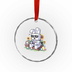 Pixel Art Gamer Bunny Easter Crystal Glass Ornament Cool Retro Gaming Vibes TS02 Print Your Wear
