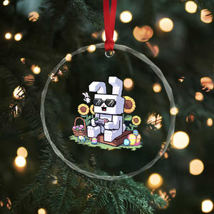Pixel Art Gamer Bunny Easter Crystal Glass Ornament Cool Retro Gaming Vibes TS02 Print Your Wear