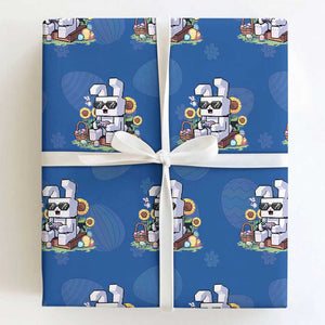 Pixel Art Gamer Bunny Easter Wrapping Paper Roll Cool Retro Gaming Vibes TS02 Royal Blue Print Your Wear