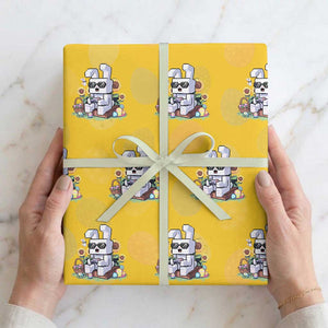 Pixel Art Gamer Bunny Easter Wrapping Paper Roll Cool Retro Gaming Vibes TS02 Yellow Print Your Wear