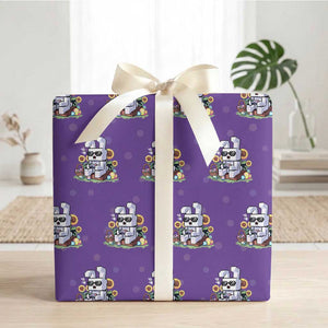 Pixel Art Gamer Bunny Easter Wrapping Paper Roll Cool Retro Gaming Vibes TS02 Purple Print Your Wear