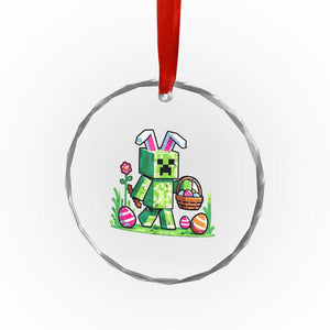 Pixel Easter Bunny Gamer Parody Graphic Crystal Glass Ornament Funny Block Style Rabbit with Eggs Basket Gaming Humor Gift TS02 Print Your Wear