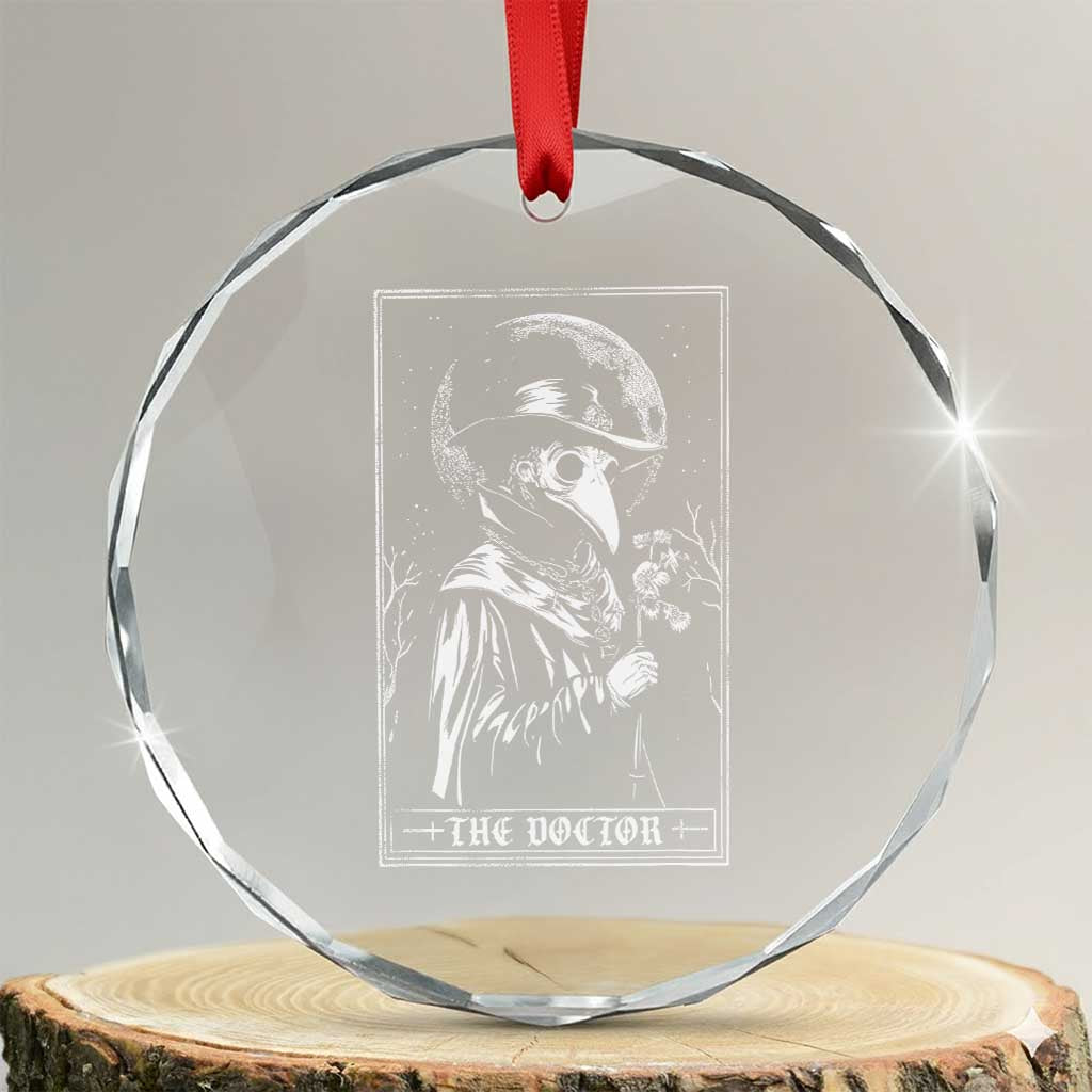 Plague Doctor Tarot Card Crystal Glass Ornament Horror Death Occult Satanic TS11 Transparent Glass 3'' Circle Print Your Wear