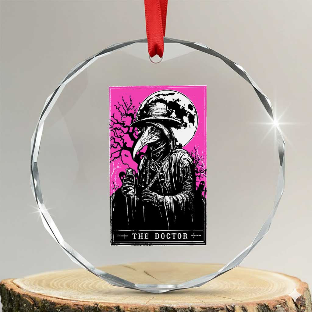 Plague Doctor Tarot Card Crystal Glass Ornament Mysterious Horror Death Occult Satanic TS10 Transparent Glass 3'' Circle Print Your Wear