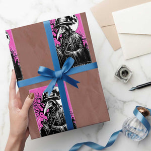 Plague Doctor Tarot Card Wrapping Paper Roll Mysterious Horror Death Occult Satanic TS10 Mocha Print Your Wear
