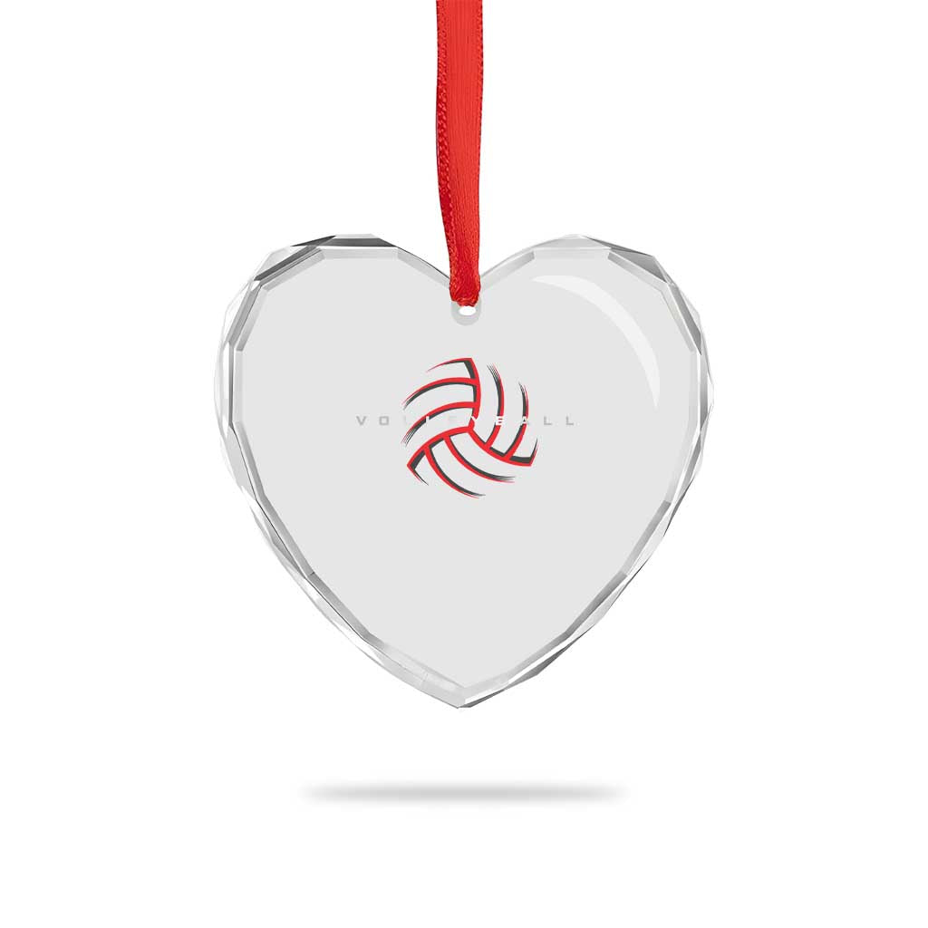 Plain Volleyball Seams Graphic Heart Crystal Glass Ornament Volleyball Lover