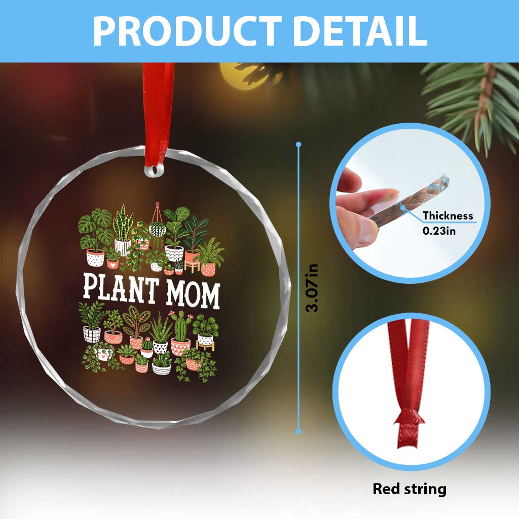 Plant Mom Crystal Glass Ornament Funny Plant Lady Mama Floral Garden TS11 Print Your Wear