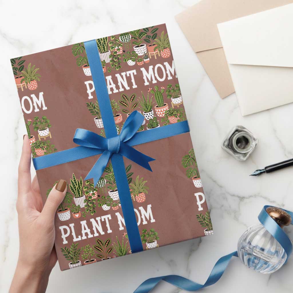 Plant Mom Wrapping Paper Roll Funny Plant Lady Mama Floral Garden TS11 Mocha Print Your Wear