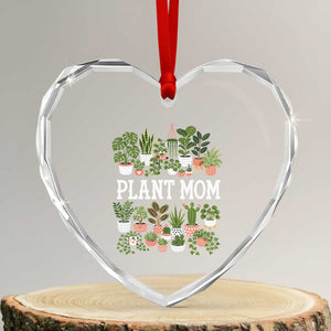 Plant Mom Heart Crystal Glass Ornament Funny Plant Lady Mama Floral Garden TS11 Transparent Glass 3'' Heart Print Your Wear