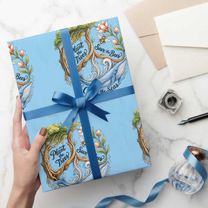 Plant The Trees Save The Bees Clean The Seas Wrapping Paper Roll Vintage Peace Sign Aesthetic Nature Lover Ocean Conservation TS02 Light Blue Print Your Wear