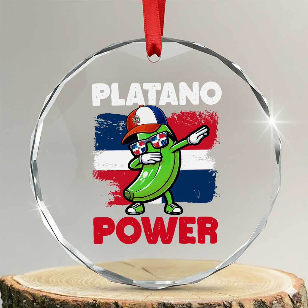 Platano Power Crystal Glass Ornament Funny Dominican Republic Flag Baseball TS11 Transparent Glass 3'' Circle Print Your Wear