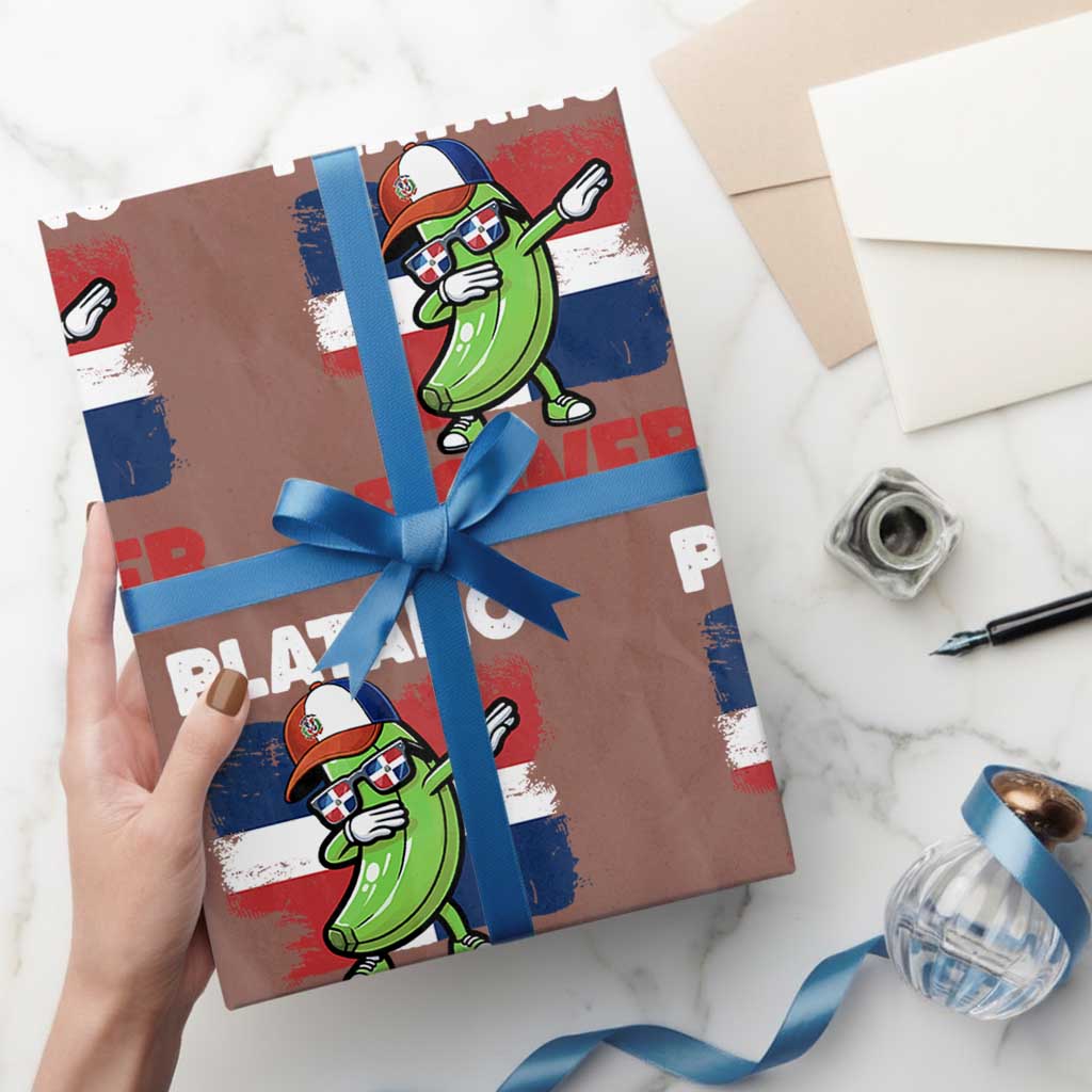 Platano Power Wrapping Paper Roll Funny Dominican Republic Flag Baseball TS11 Mocha Print Your Wear