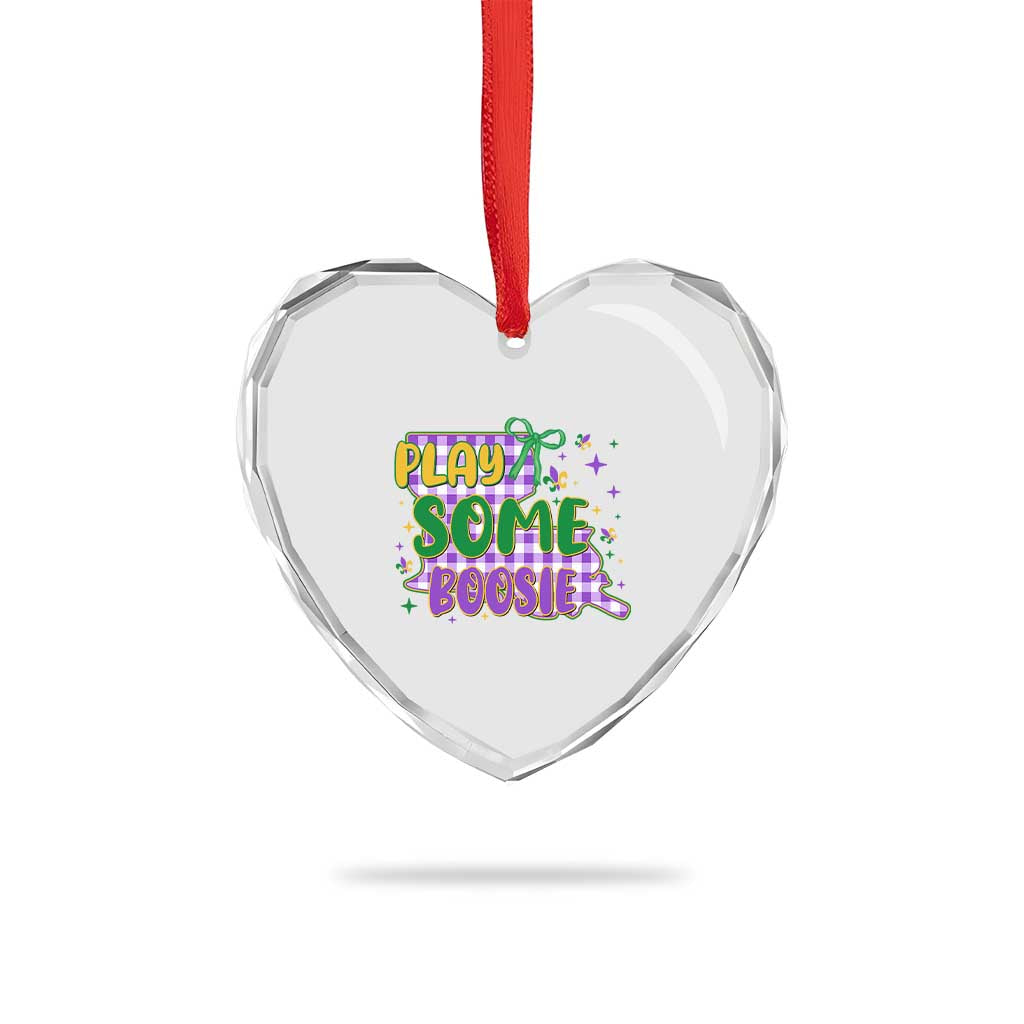 Play Some Boosie Mardi Gras Heart Crystal Glass Ornament Funny Fat Tuesday Coquette Louisiana Carnival TS11 Print Your Wear