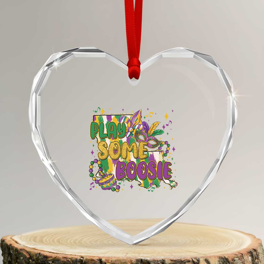 Play Some Boosie Mardi Gras Heart Crystal Glass Ornament Funny Louisiana New Orleans Carnival TS11 Transparent Glass 3'' Heart Print Your Wear