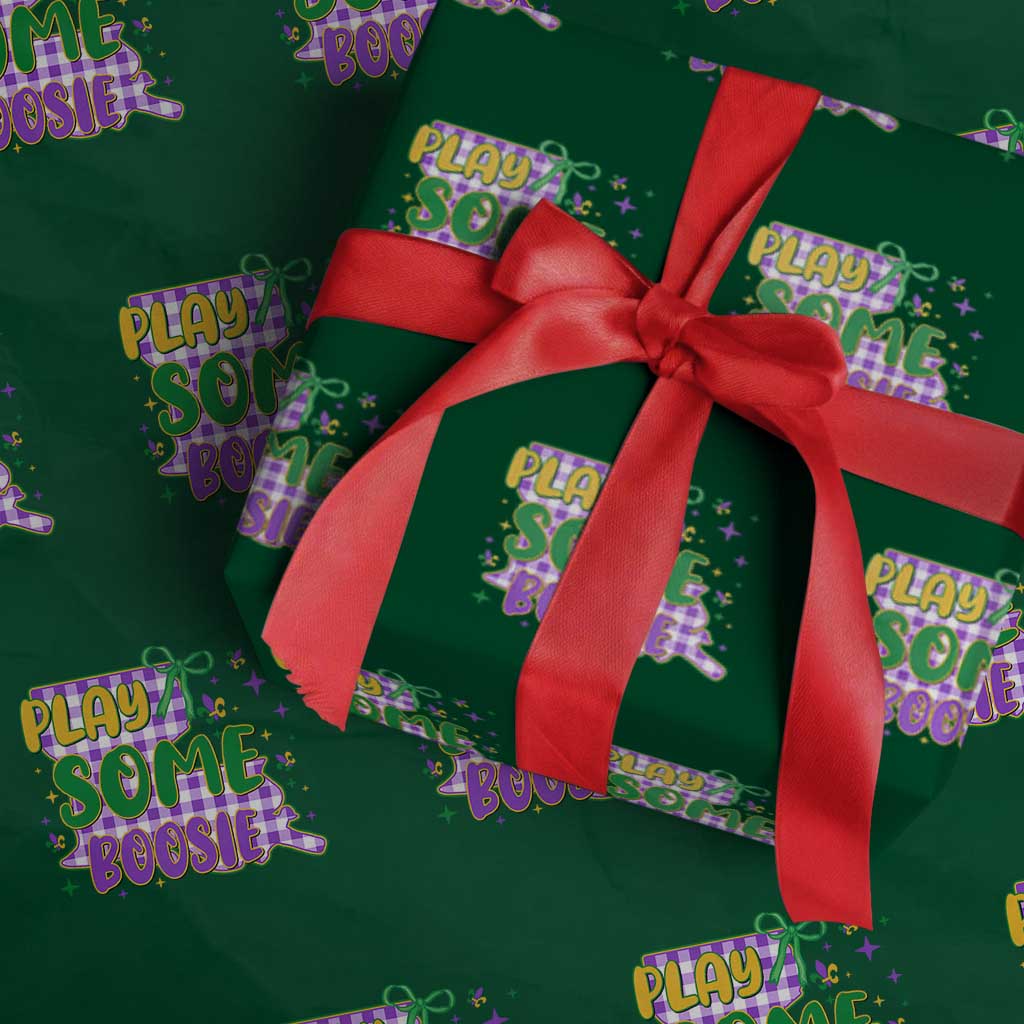 Play Some Boosie Mardi Gras Wrapping Paper Roll Funny Fat Tuesday Coquette Louisiana Carnival TS11 Green Print Your Wear