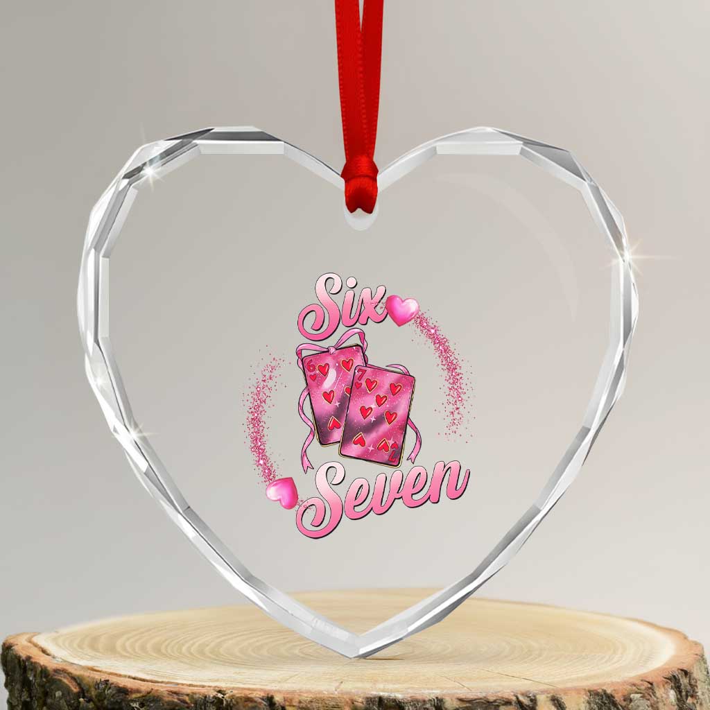 Playing Cards 67 Of Hearts Heart Crystal Glass Ornament Six Seven Valentine Meme TS12 Transparent Glass 3'' Heart Print Your Wear