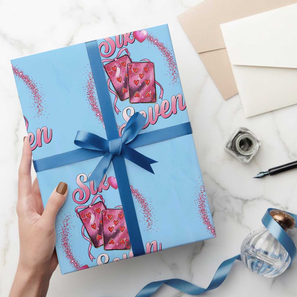 Playing Cards 67 Of Hearts Wrapping Paper Roll Six Seven Valentine Meme TS12 Light Blue Print Your Wear
