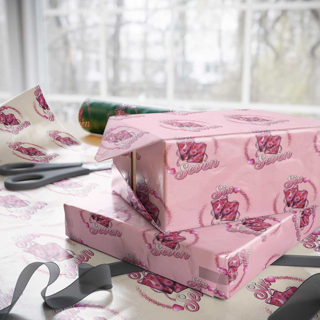 Playing Cards 67 Of Hearts Wrapping Paper Roll Six Seven Valentine Meme TS12 Light Pink Print Your Wear